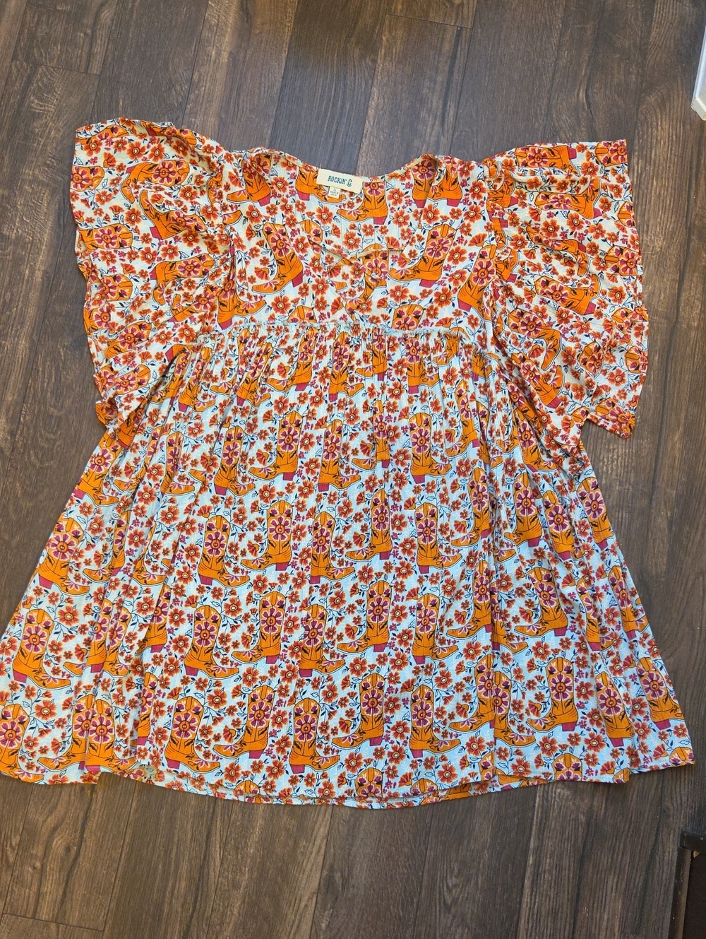 Orange Floral Women's Dress